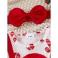 thumbnail image 4 of Suealasg 2Pcs Newborn Baby Girl Holiday Outfits Clothes Set 3 6 9 12 18 Months Infant Girl Ruffle Trim Patch Long Sleeve Romper Dress Bow Headband, 4 of 9