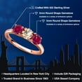 thumbnail image 2 of Gem Stone King 18K Rose Gold Plated Silver Peach Morganite and Red Created Ruby Engagement Ring for Women | 1.60 Cttw | Round 5MM | Gemstone October Birthstone | Size 6, 2 of 6