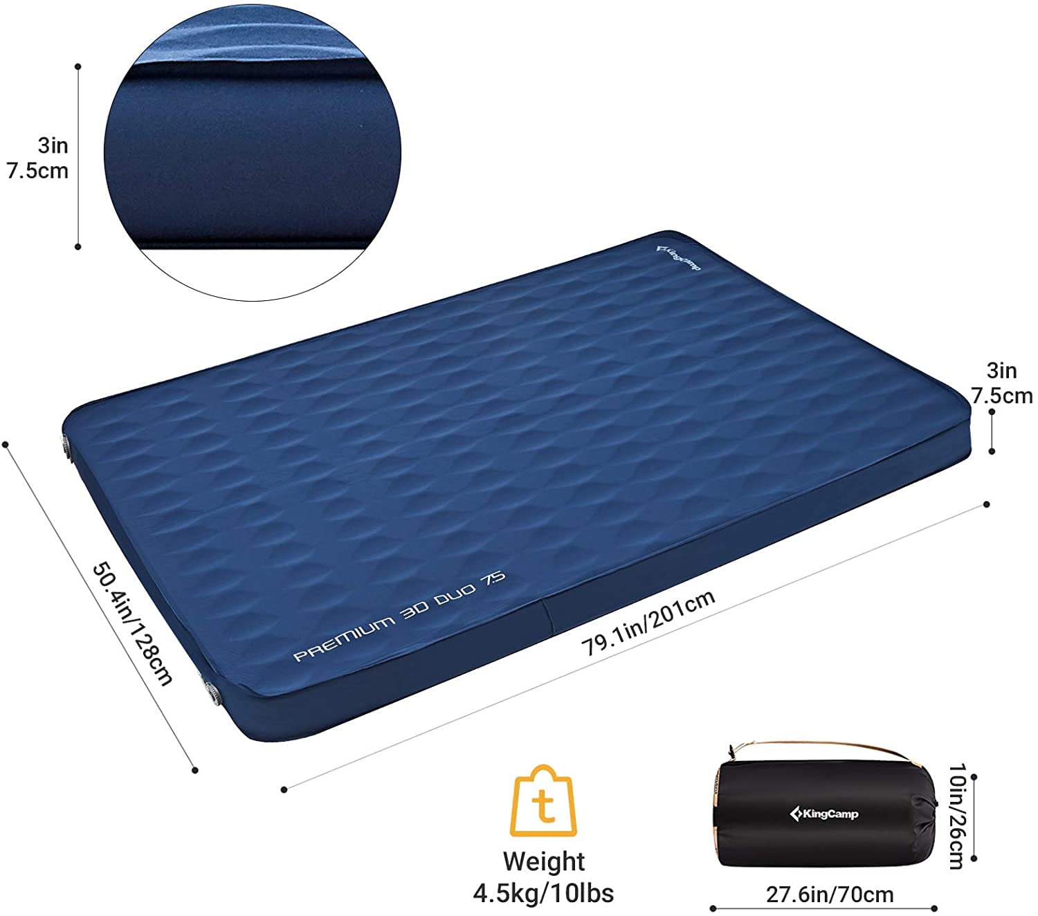 KingCamp Ultra 5.9 Thick SelfInflating Camping Sleeping Pad 11 RValue