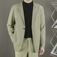 thumbnail image 2 of Qiggri Men's Fashionable Solid Color Long Sleeved Lapel Breasted Hanging Pocket Suit Jacket, 2 of 5