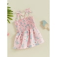 thumbnail image 3 of Musuos Baby Girl Tie-Up Spaghetti Strap Romper Dress 0-18M Cute Floral Print  Square Neck Jumpsuit Toddler Summer Clothes, 3 of 8