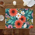 thumbnail image 3 of Vibrant Red Sunflowers White Daisies Placemats Set of 6,Wipeable Washable Table Mats for Dining Tables, Teal Leaves Floral Place Mats for Kitchen Event Party Tabletop Decor, 3 of 9
