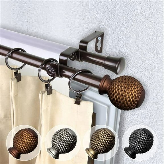 Central Design 4779-997 0.812 in. Dia. Vanna Double Curtain Rod, Cocoa - 120-170 in.