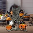 thumbnail image 3 of Resin Pumpkin Ghost Tree Stump Figurines Halloween Tabletop Centerpiece Set, 3 of 6