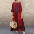 thumbnail image 5 of Tignapoo Robe d'Été Vintage 2022: Robe Midi Imprimée Rétro Décontractée avec Manches 3/4, Grande Taille Robe Kaki pour Femmes, Mode Amazonienne Transfrontalière, 5 of 5