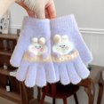 thumbnail image 2 of Kids Flip Top Gloves Convertible Mittens Half Finger Gloves Winter Warm Gloves for Boys Girls Outdoor Activities, 2 of 5