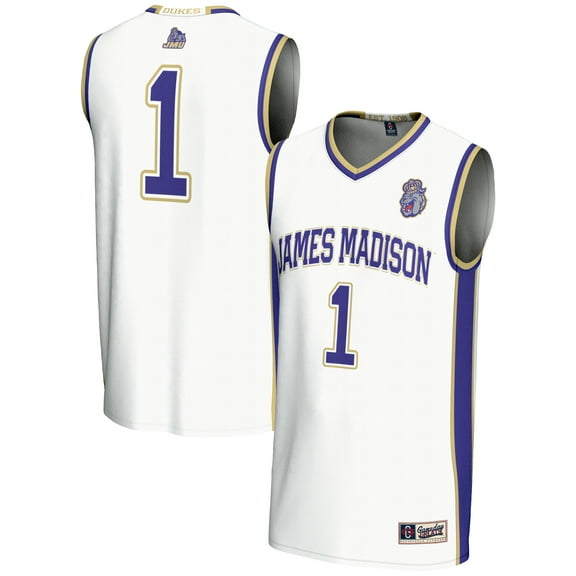 Male GameDay Greats #1 White James Madison Dukes Lightweight Basketball Jersey