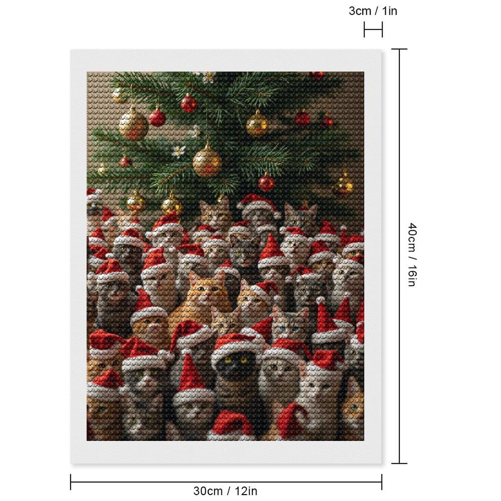 Diamond Art Kits for Adults, Cats Santa Hats Christmas Tree 5D Diamond Painting Kits for Adults Beginners, DIY Full Drill Diamond Painting, Gem Art and Crafts 12x16