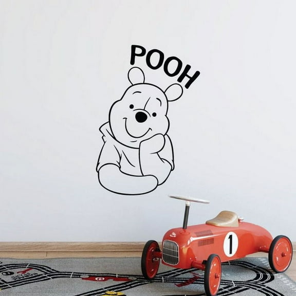 Winnie The Pooh Cute Pooh Portrait Silhouette Vinyl Wall Decal Wall Art Wall Decoration Winnie The Pooh Cartoon Home Room Kids Room Boys Girls Bedroom Living Room Home Décor Design Size(40x16 inch)