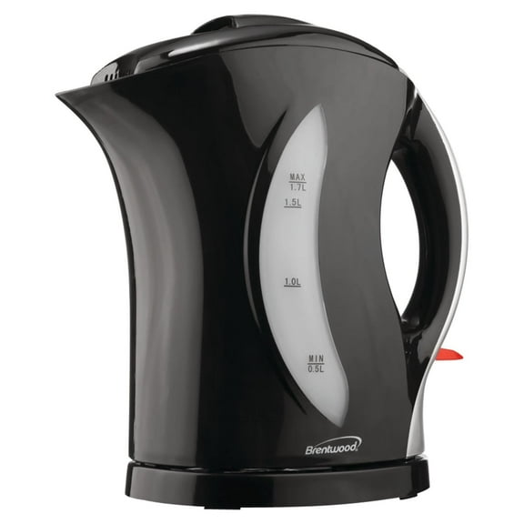 Brentwood 1.7 Liter Cordless Plastic Tea Kettle with Black Silver Handle (KT-1618)