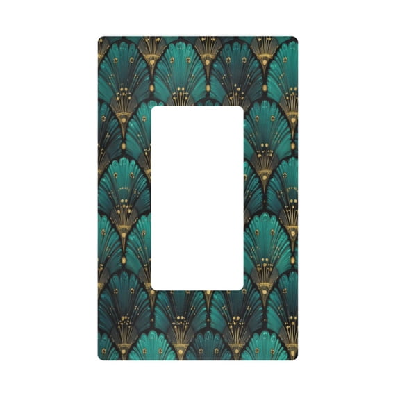 Yayeee Rocker Switch Wall Plate 1-Gang 4.6"x2.9" Home Decorative Outlet Cover, Green Art Abstract Pattern