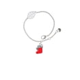 thumbnail image 2 of Delight Jewelry Silvertone 3-D Red Christmas Stocking - Silvertone Leaf Delicate Bracelet, 6.25+1.75", 2 of 4