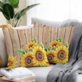 thumbnail image 3 of Outdoor Pillow Cover Sunflower Set of 2 Waterproof Throw Pillowcases Brown Wood Grain Decorative Patio Furniture Pillows for Couch Garden Indoor & Outdoor Use, 3 of 9