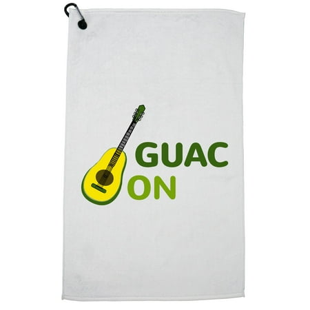 Guac On - Cool Guacamole Avocado Trendy Graphic Golf Towel with Carabiner