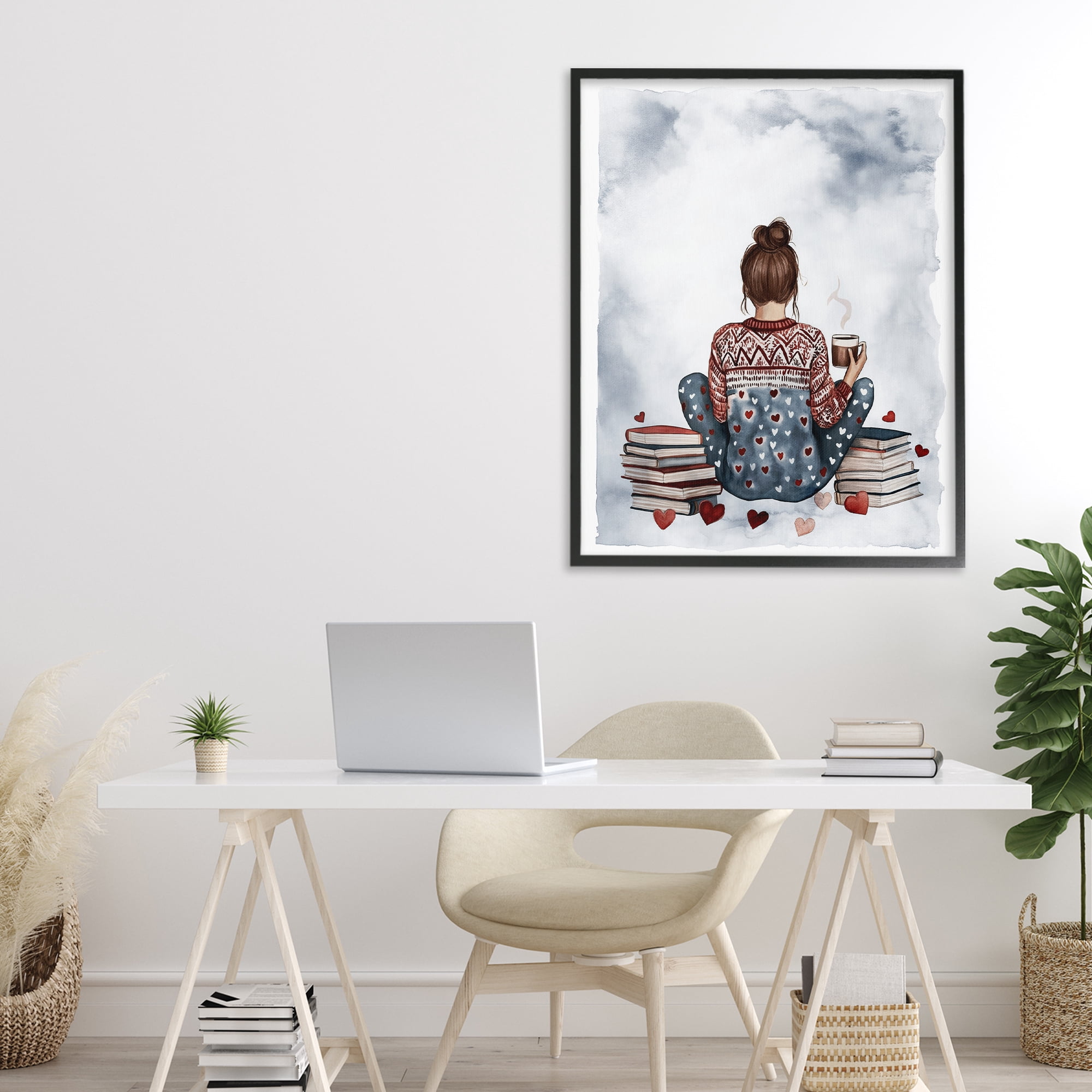 Stupell Industries Cozy Ritual Reader Black Framed Giclee Art, design by Svetlana Aleynikova