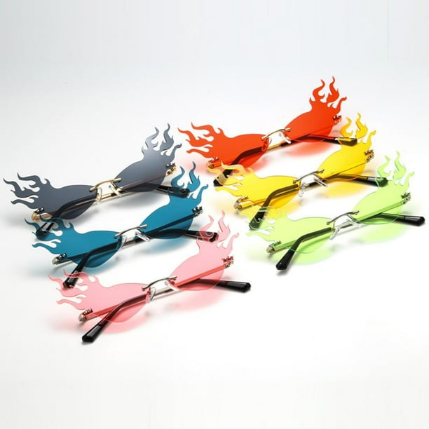 Gafas de terre Lentes en apariencia de Llama de Fuego sin Montura Proteccion 400 para Viaje Playa Conducciin rojo Yinane Gafas de sol con lentes de llama de fuego Walmart en linea