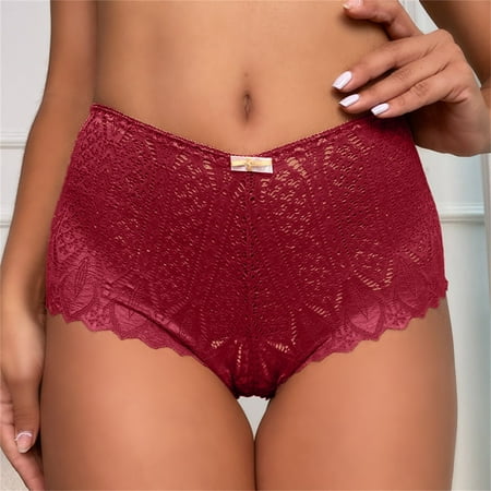 BYHONG Women Floral Lace Underwear High Waisted Seamless Thongs for Women Breathable Sexy Bikini Panty Brief Panties Panties for Women C L