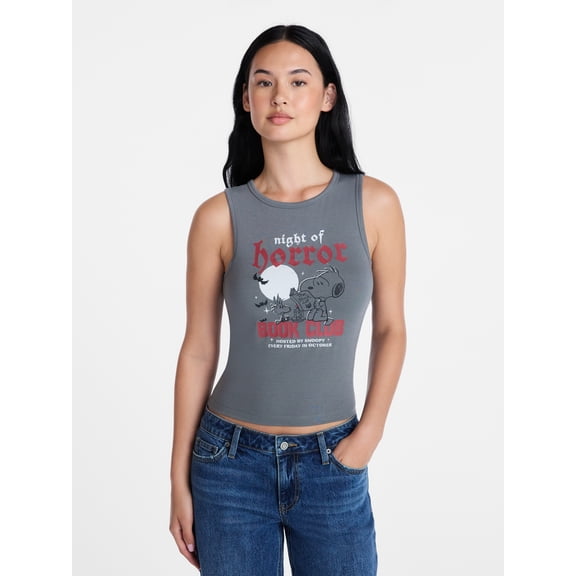 Peanuts Women's and Women's Plus Size Snoopy Horror Book Club Sleep Tank Top, Sizes XS-3X