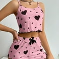 thumbnail image 4 of Aellinatey 2Pcs Women’s Cute Heart Print Cami Tanks Top and Shorts Pajama Set for Summer, 4 of 12