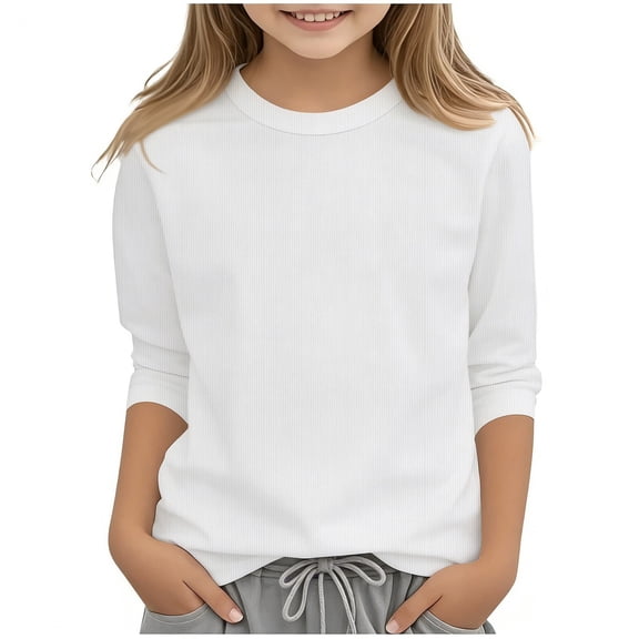 eczipvz Baby Girl Long Sleeve Baby Girls' Graphic Long-Sleeve Tees White,5-6 Years