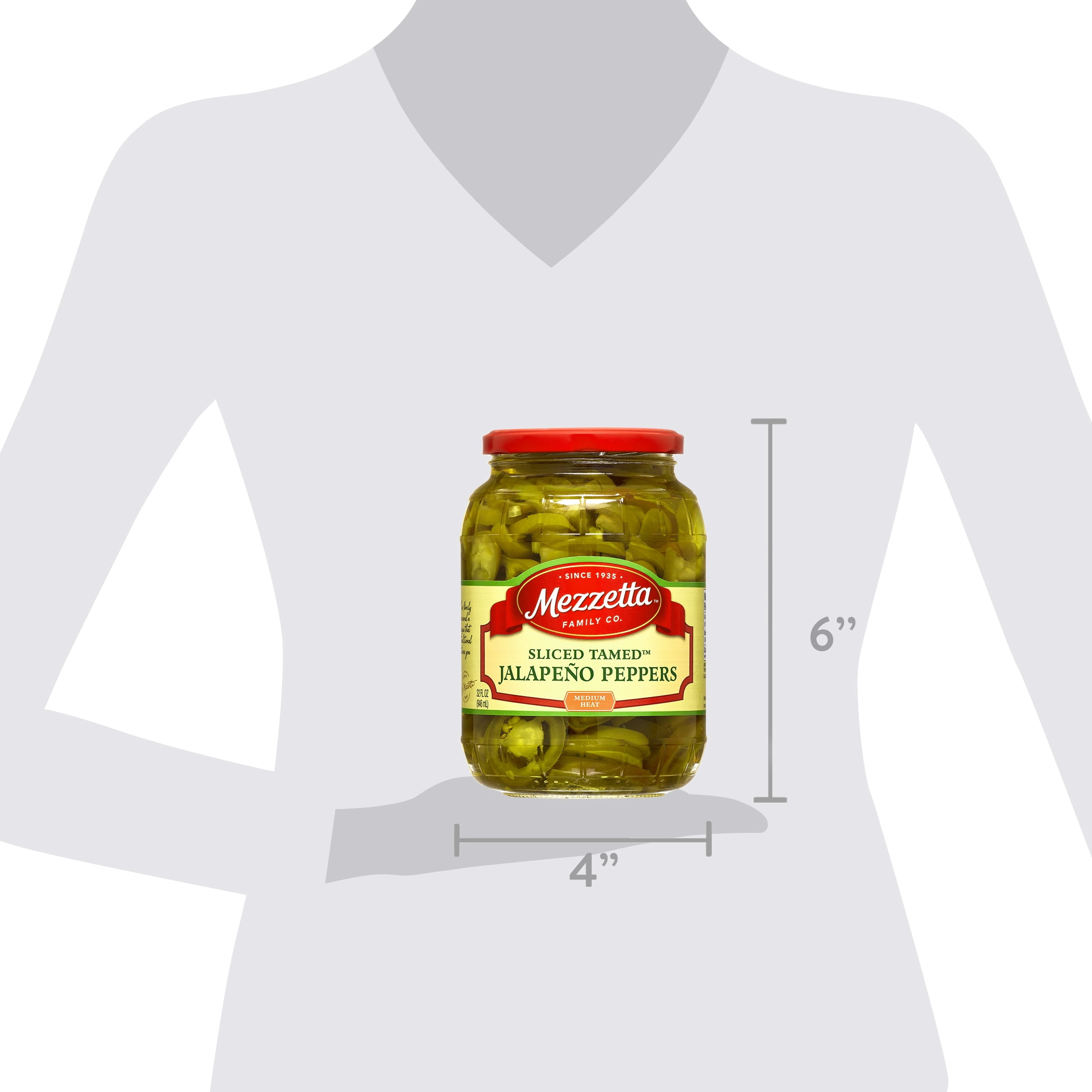 (2 pack) Mezzetta Sliced Tamed™ Jalapeño Peppers, 32 fl oz Jar