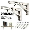 thumbnail image 2 of 2PCS Triangle Folding Angle Bracket Heavy Support Stainless Steel Adjustable Wall Shelves Mounted Table Shelf Bracket for Bench, 2 of 7