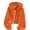 Orange, variant on Button Up Hooded Cardigan for Women Drawstring Bubble Long Sleeve Cropped Cardigans Open Front Casual Sweater Hoodie Jacket Fall Sweet Streetwear Black S