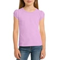 thumbnail image 6 of Yeaiivve Little Girls T-Shirts Puff Short Sleeve Cute Tops Kids Casual Round Neck Blouses Solid Color School Uniform Trendy Going Out Tshirt Purple 120, 6 of 9