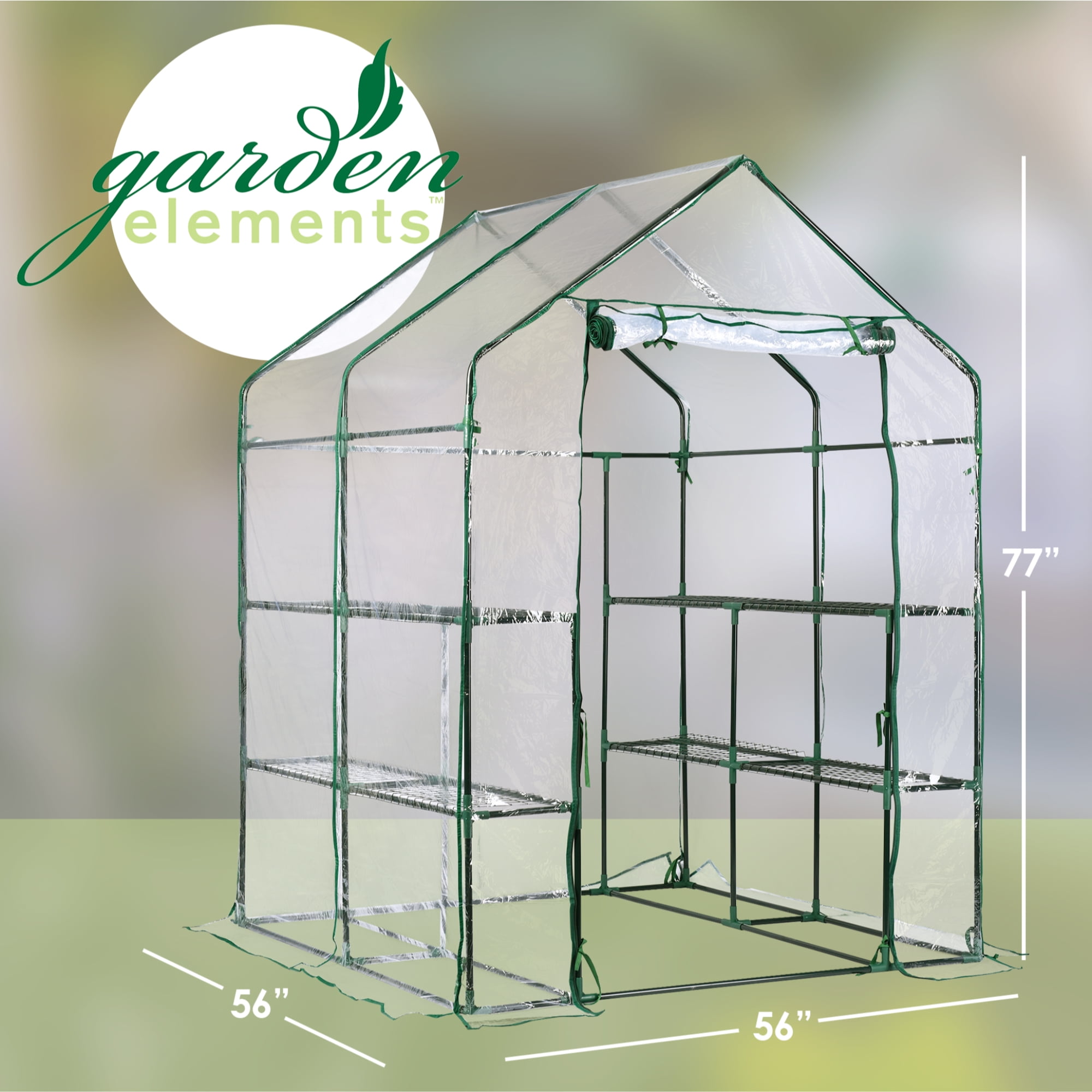 Garden Elements Plastic Indoor/Outdoor Standing Greenhouse, Unvented, Clear, Large, 77"