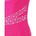 thumbnail image 5 of zdhoor Girls Rhinestone Lyrical Dance Dress Irregular Hem Ballet Modern Contemporary Ruched Leotard Dress Hot Pink 14, 5 of 7
