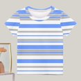 thumbnail image 2 of Virmaxy (3 years -11 years old) Boys New Fashion T-shirt Children's Casual Striped Printed Shirt Round Neck Short Sleeve Tops Summer Loose Casual Trendy Pullover Shirt Blue-1 3 Years, 2 of 3