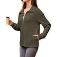 thumbnail image 6 of NMMUED Half Zip Pullover Women, Oversized Sweatshirt for Women, Pullover Sweatshirts for Women, Womens Sweatshirts No Hood, Athleisure Women, Green XL, 6 of 8