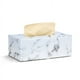 thumbnail image 1 of Caja de pañuelos rectangular de cuero sintético con forma de mármol, soporte para servilletas, dispensador de toallas de papel, contenedor para decoración del hogar, la oficina y el automóvil, 1 of 6
