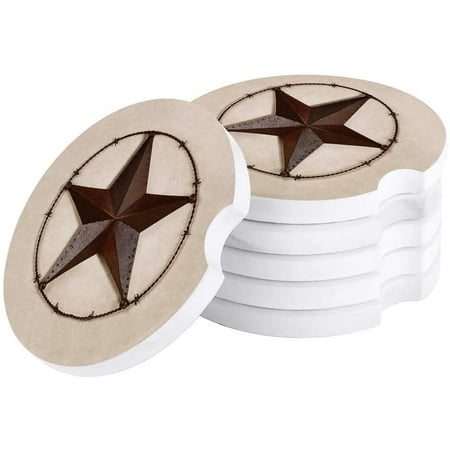 

ZHANZZK Vintage Wrought Iron Five Pointed Star Set of 4 Car Coaster for Drinks Absorbent Ceramic Stone Coasters Cup Mat with Cork Base for Home Kitchen Room Coffee Table Bar Decor