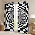 thumbnail image 2 of Homewish Classic Geometric Plaid Blackout Curtains Set of 2 (52x84 Each),Modern Aesthetic Art Window Curtains,White Black Checkered Curtains and Drapes For Boys Kids,Super Cozy Room Decor, 2 of 6