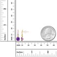 thumbnail image 3 of Decadence Solid 14K Yellow Gold 6mm Natural Purple Amethyst February Birthstone Dangling Stud Earrings For Women & 1mm Created White Sapphire Bridal Dangling Earrings For Women, 3 of 5