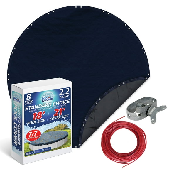 Winter Swimming Pool Cover for 18 ft Aboveground Round Pool Size, Standard Choice Series, Solid Material, Color - Navy Blue, Pool Cover Choice 3618CHOICE