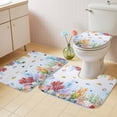 thumbnail image 4 of Coastal Nautical Bathroom Rugs Set Fish Coral Conch Non Slip Absorbent Soft Bath Mats 3 Piece Set with Bathroom Rug, U-Shaped Floor Mat, Toilet Seat Cover Large Size, 4 of 9