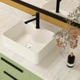 thumbnail image 2 of Ceramic Rectangular Vessel Bathroom Sink 16"x12" - Modern Style, White, Acid Resistance Finish White Bathroom, Stain , Design, 2 of 5