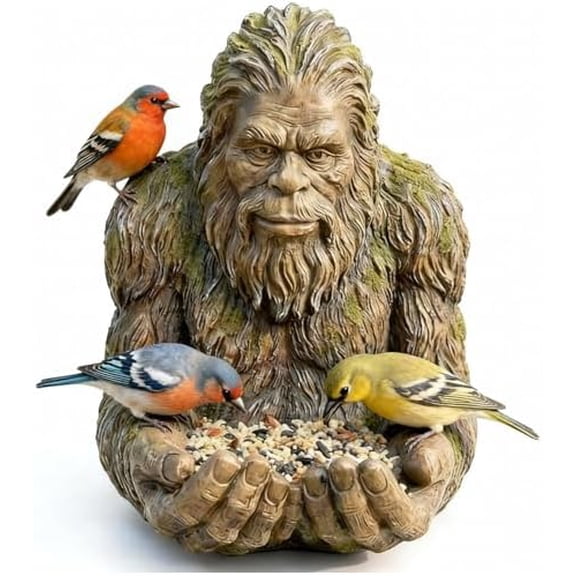 Bigfoot Bird Feeder for Outdoors - Hand-Painted Garden Sculpture & Wild Bird Feeder, Large Capacity with Hidden Hook, Unique Gift for Bird Lovers, Dad, Family$$Garden & Patio