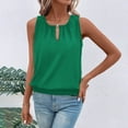 thumbnail image 5 of DAFPZW Women's Summer Tank Tops Loose Fit Pleated Scoop Neck Shirts Casual Sleeveless Keyhole Front Banded Bottom T Shirts, 5 of 9