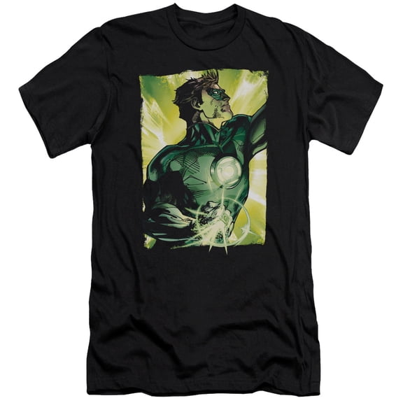 Green Lantern Up Up Premium Canvas Adult Slim Fit 30/1 T-Shirt Black