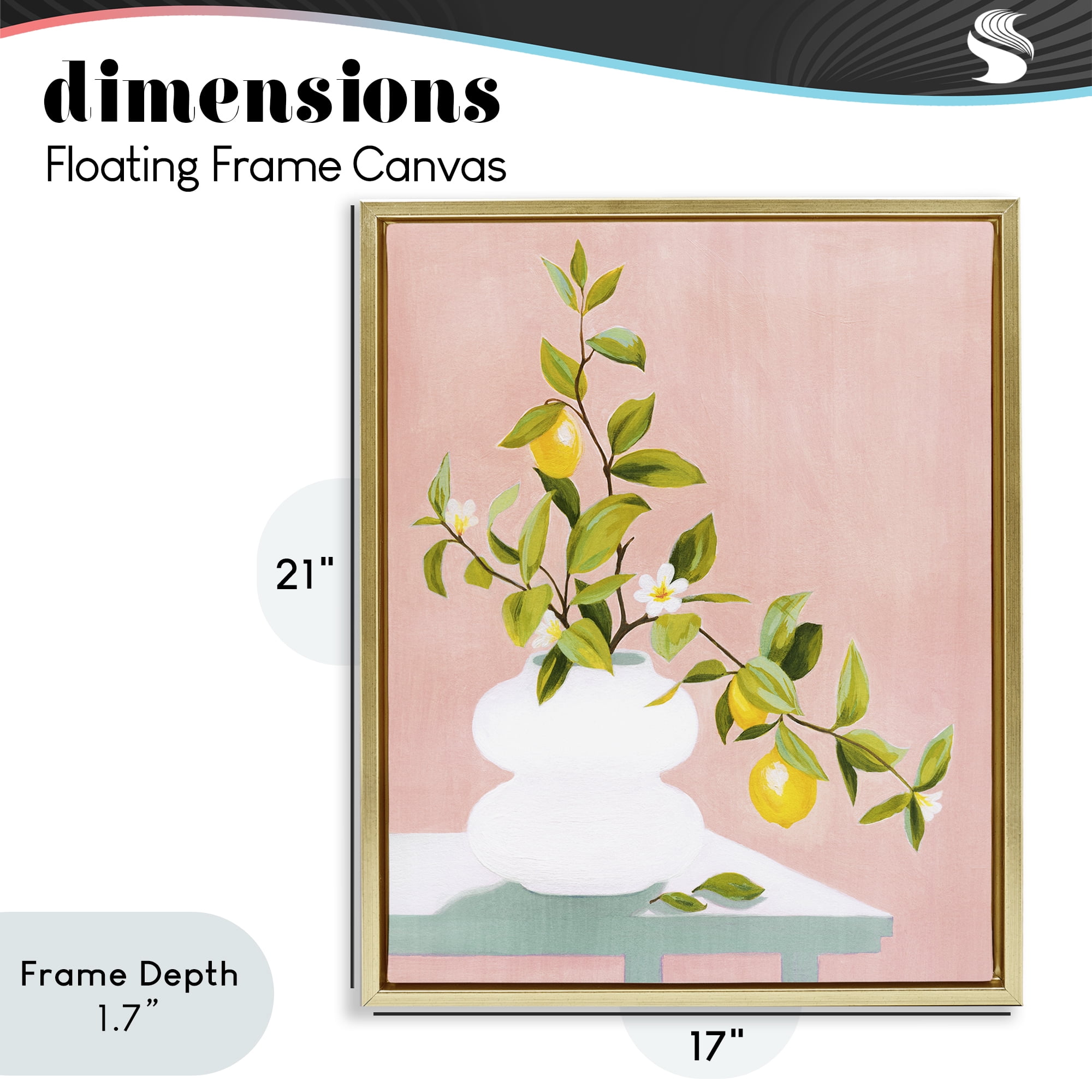 Stupell Industries Afternoon Limoncello Plant Gold Framed Floater Canvas Wall Art, design by Grace Popp
