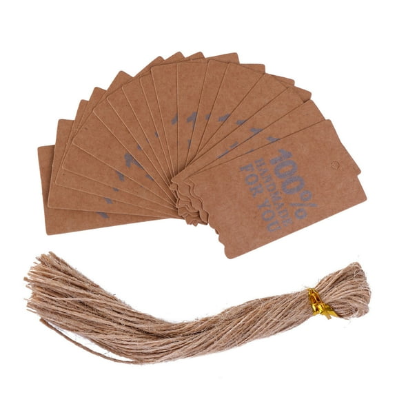 OUNONA Brown Tags Handmade Kraft Paper Vintage Hanging Card DIY Baking Message Gift