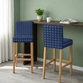 thumbnail image 2 of Navy Blue Gingham Bar Stool Covers - Stretch Dining Chair Covers Set of 6, Modern Minimalist Geometric Plaid Bar Chair Cover Removable Counter Stool Pub Chairs Slipcovers Protectors for Kitchen/Cafe, 2 of 8