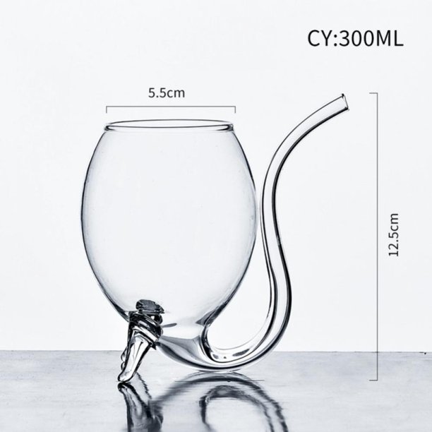 Devil Wine Glass with Built in Drinking Tube Straw