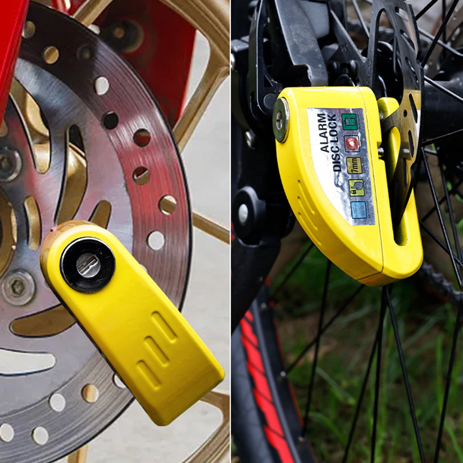 Happydeer Bike Disc Brake Lock with Warning Rope High Decibels Anti-Theft Alarm Heavy Duty Metal Motorcycle Mountain Bike Security Disc Lock Cycling Equipment