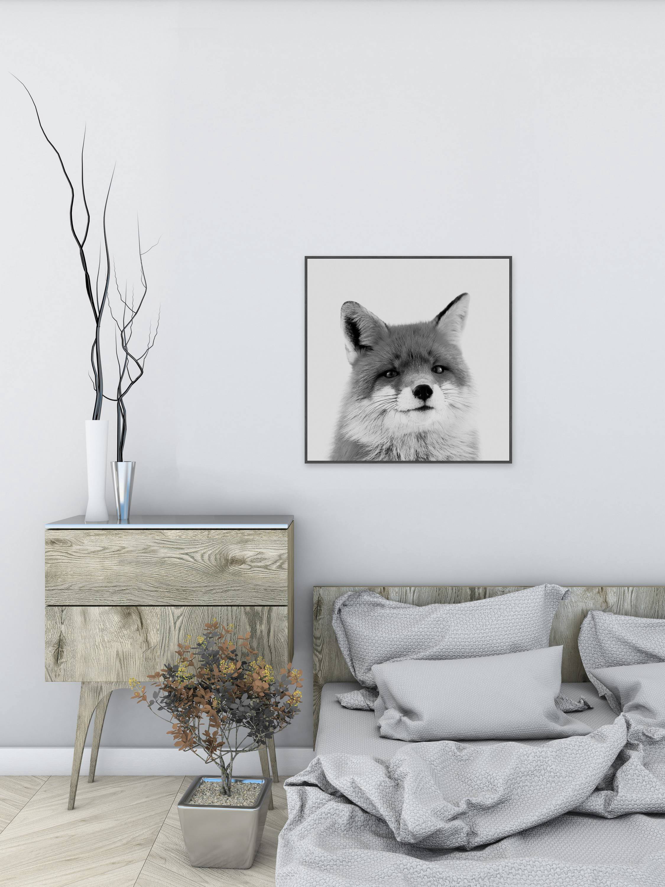 Handsome Fox Floater Framed Painting Print on Canvas