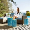 thumbnail image 5 of Ktaxon 3 Piece Metal Stacking Side Table Set for Patio Indoor Outdoor Nesting End Tables Clover Design, 12/14/16 Inch， Blue, 5 of 8