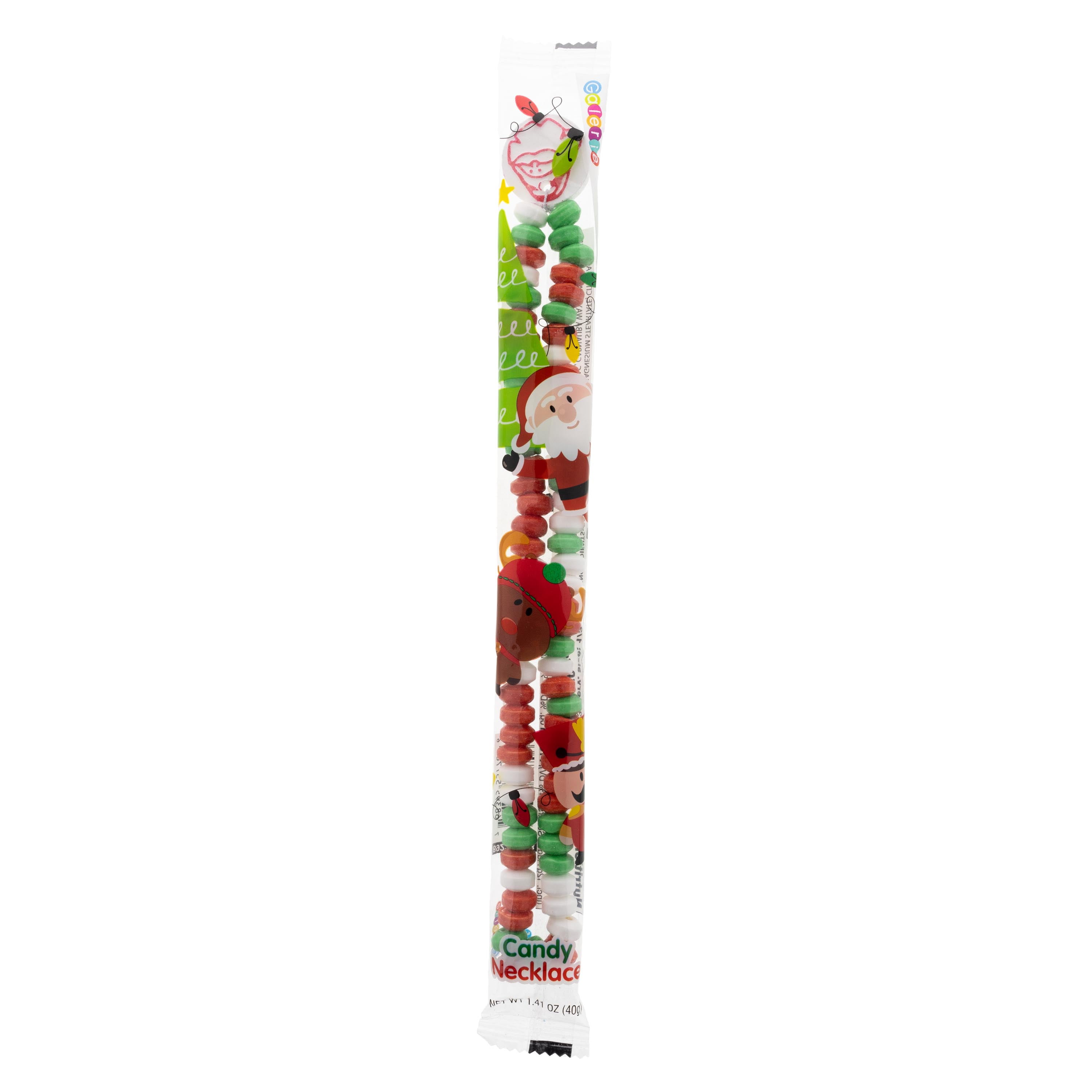 (4 pack) Galerie Christmas Santa Candy Necklace in Flow Bag, 1.41 oz